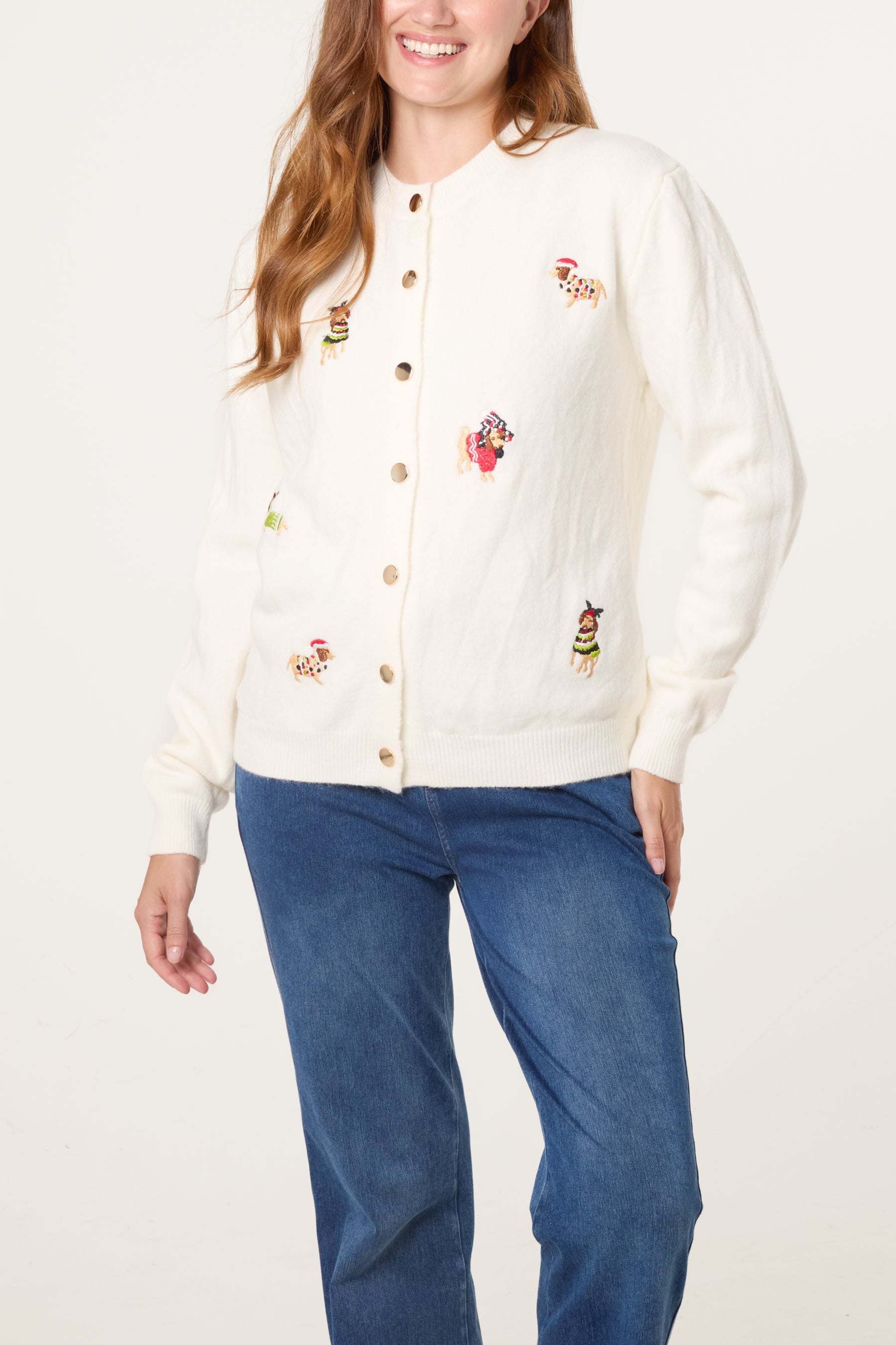 Embroidery Christmas Dog Cardigan