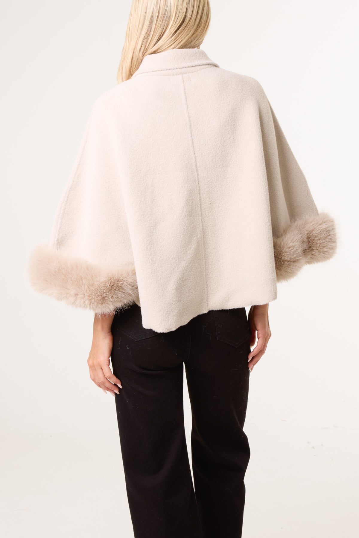 Golden Buttons Faux Fur Cape
