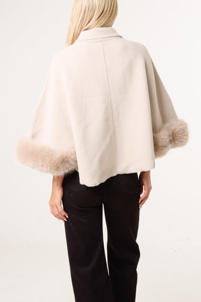 Golden Buttons Faux Fur Cape