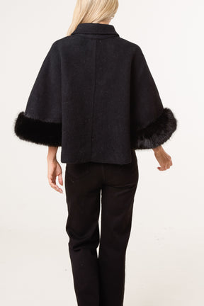 Golden Buttons Faux Fur Cape