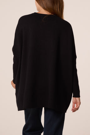 Textured PU Front Pockets Knit Jumper