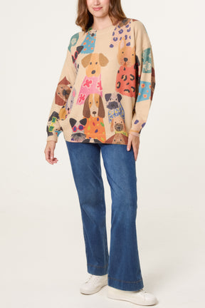 Multicolor Dog Print Jumper