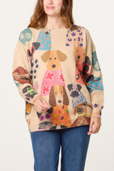 Multicolor Dog Print Jumper