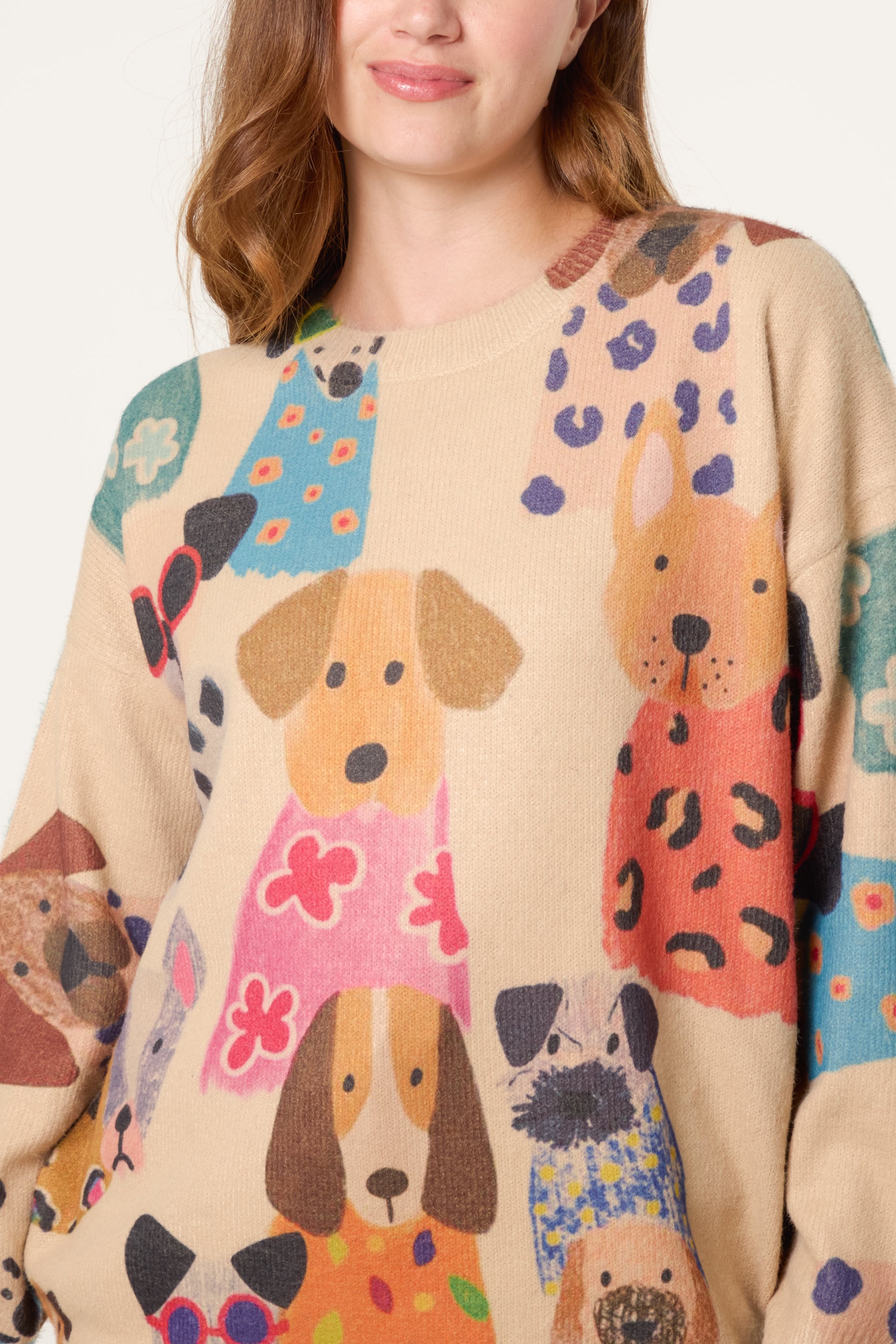 Multicolor Dog Print Jumper
