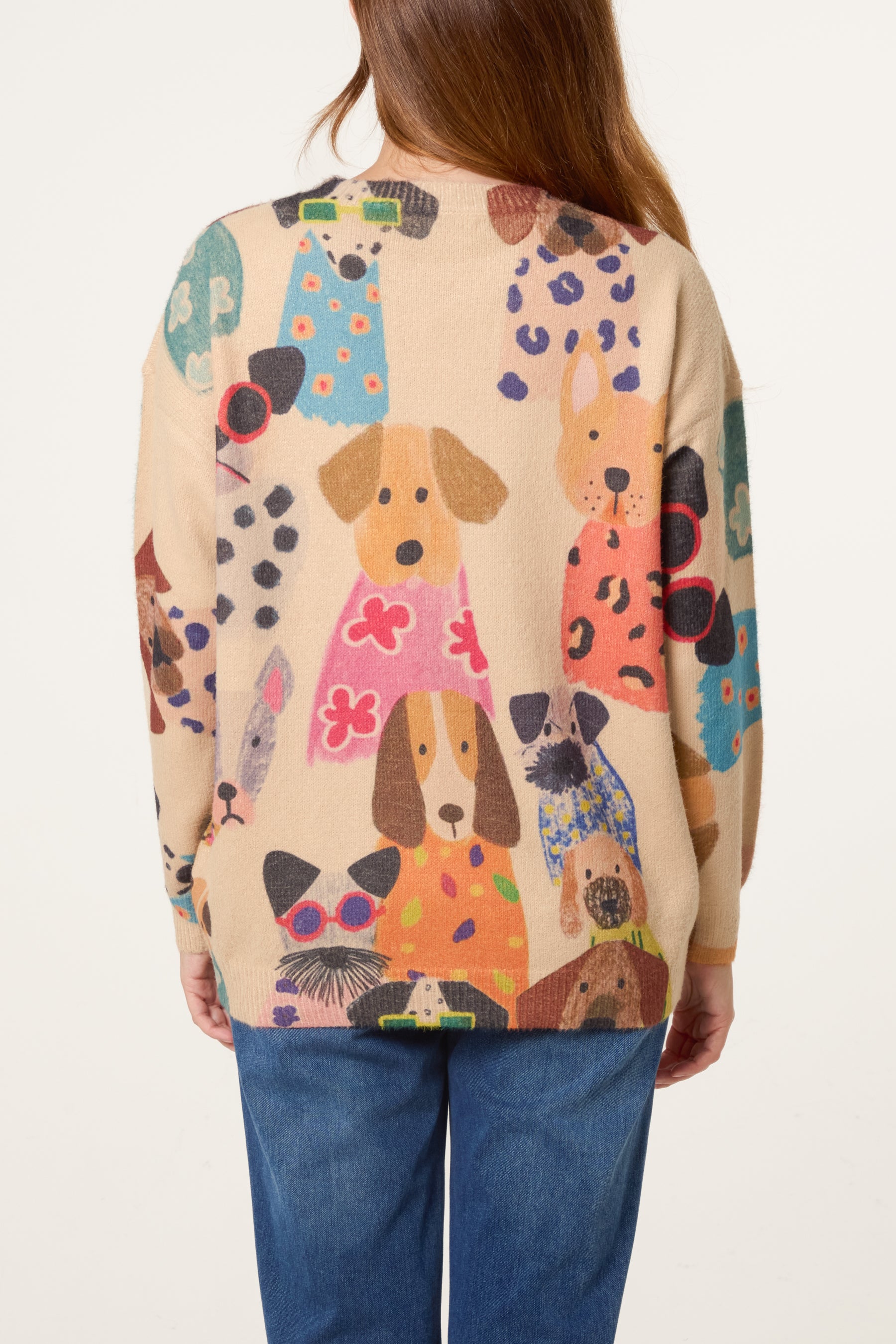 Multicolor Dog Print Jumper