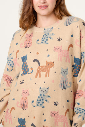 Colourful Cat Print Jumper