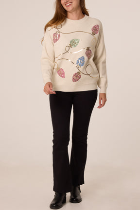 Sequinned Christmas Lights Knit Jumper