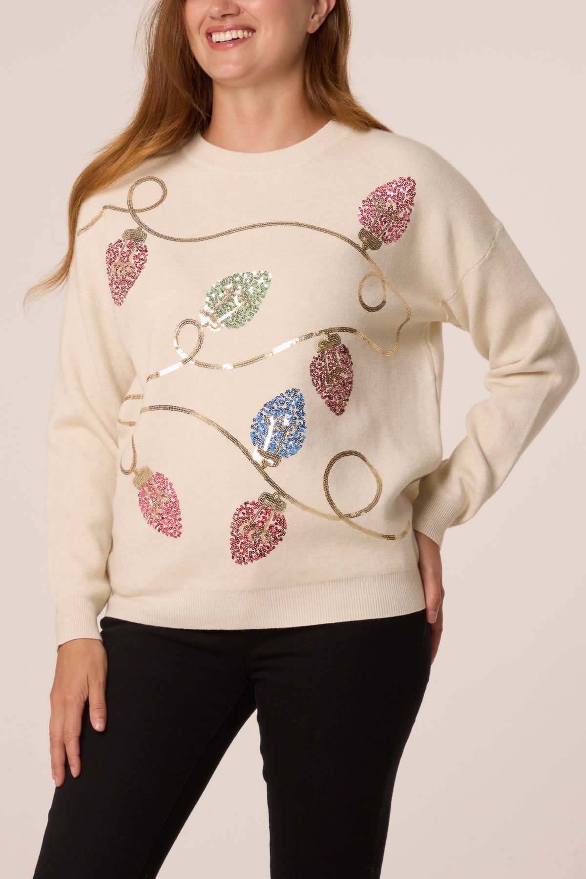 Sequinned Christmas Lights Knit Jumper