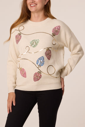 Sequinned Christmas Lights Knit Jumper