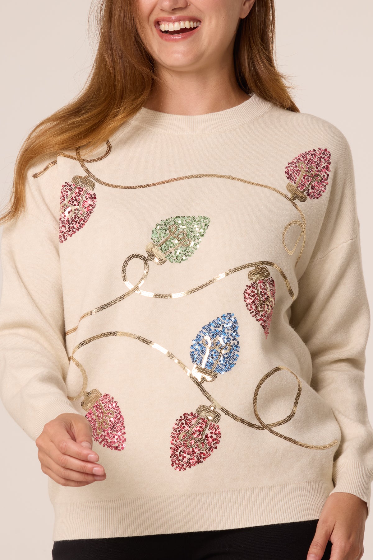 Sequinned Christmas Lights Knit Jumper
