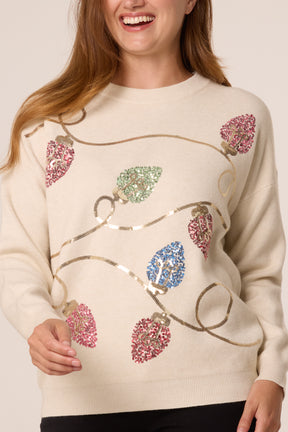 Sequinned Christmas Lights Knit Jumper