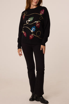 Sequinned Christmas Lights Knit Jumper