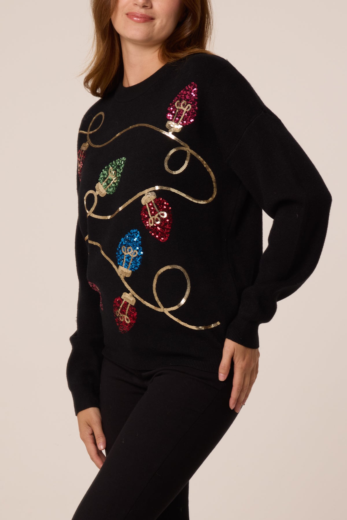 Sequinned Christmas Lights Knit Jumper