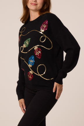 Sequinned Christmas Lights Knit Jumper