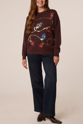 Sequinned Christmas Lights Knit Jumper