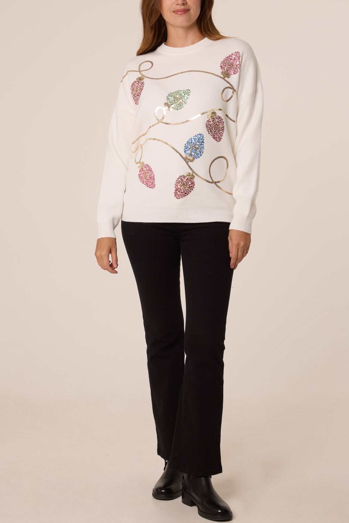 Sequinned Christmas Lights Knit Jumper
