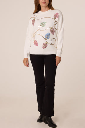 Sequinned Christmas Lights Knit Jumper