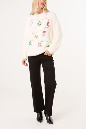 Embellished Fluffly Xmas Jumper