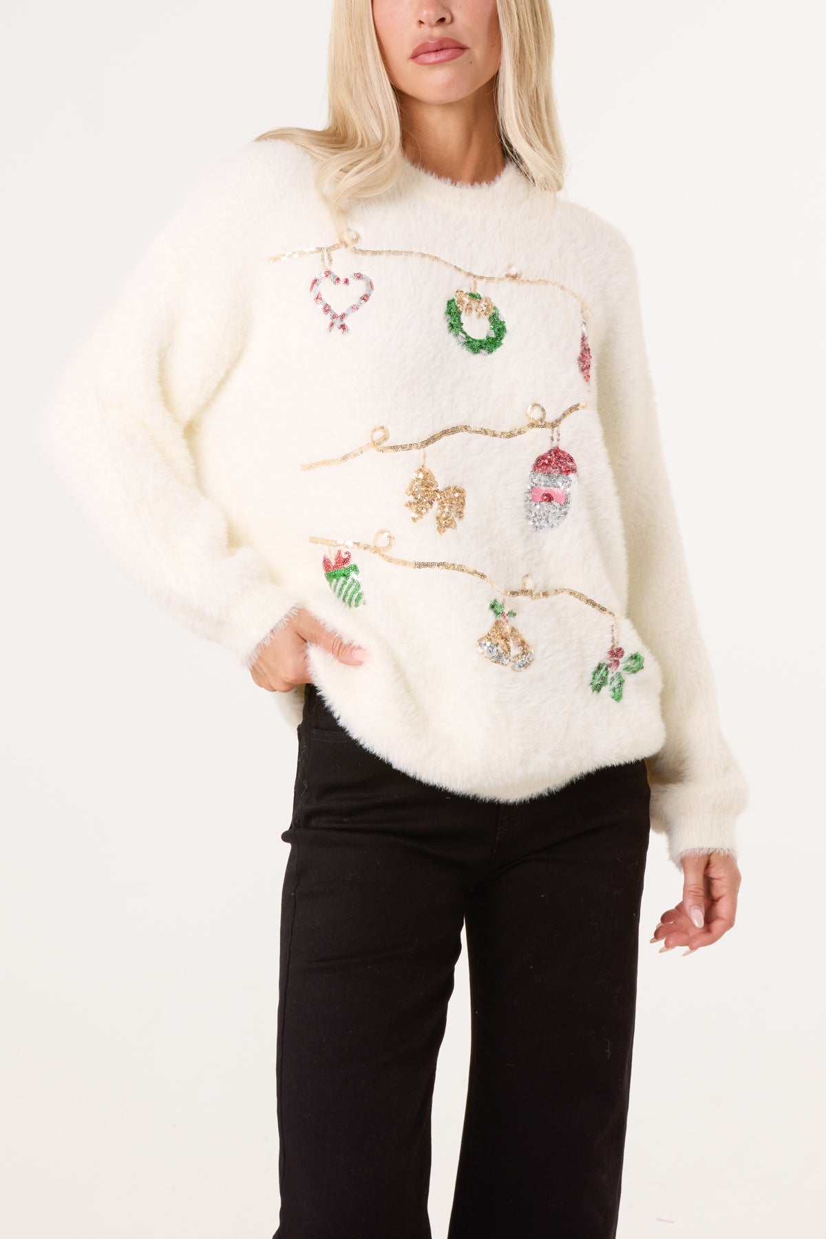 Embellished Fluffly Xmas Jumper