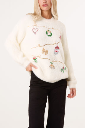 Embellished Fluffly Xmas Jumper