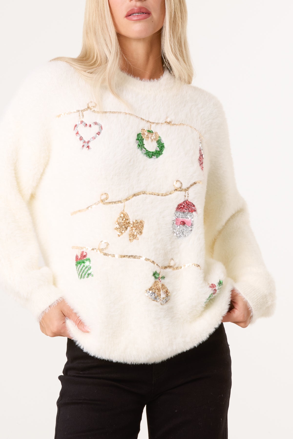Embellished Fluffly Xmas Jumper