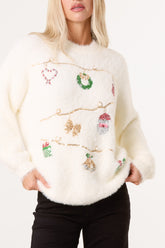 Embellished Fluffly Xmas Jumper