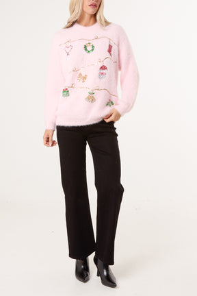 Embellished Fluffly Xmas Jumper