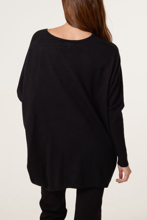 Diamante Heart Batwing Jumper