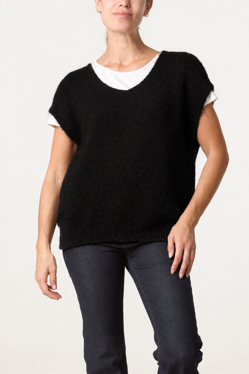 Fluffly Knitted V-Neck Vest