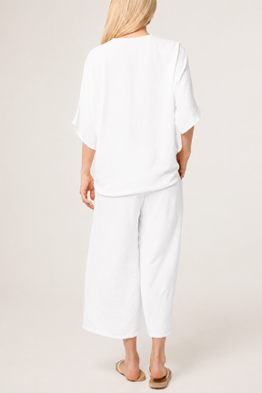 V-Neck Front Knot Top & Trousers Set