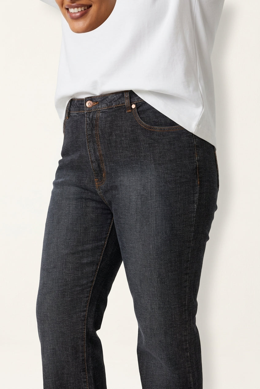 Curve Dark-Denim Double Button Jeans