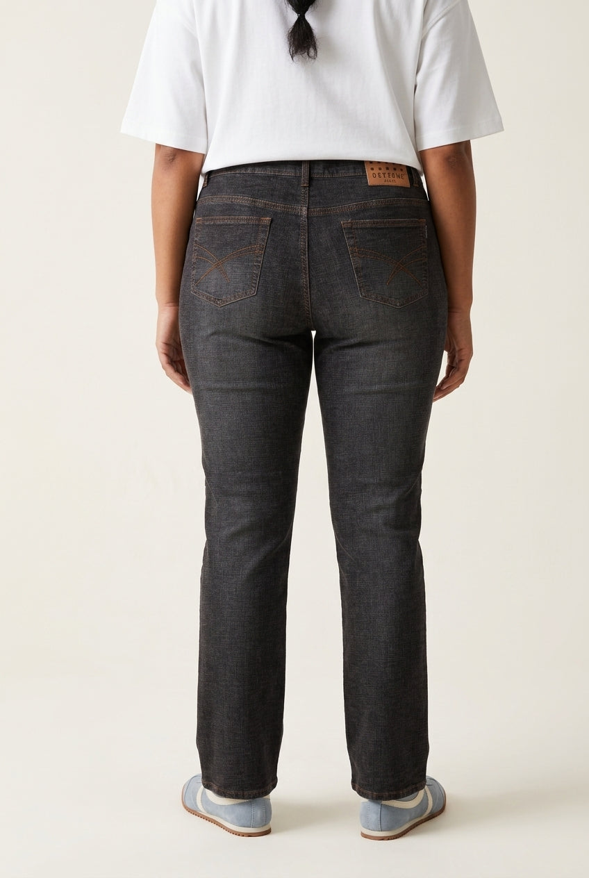 Curve Dark-Denim Double Button Jeans