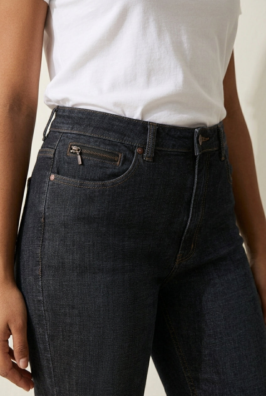 Curve Dark-Denim Double Button Jeans