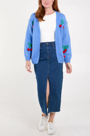 Cherry Embroidery Knit Cardigan