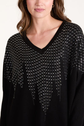 Diamante V-Neck Relaxed Jumper