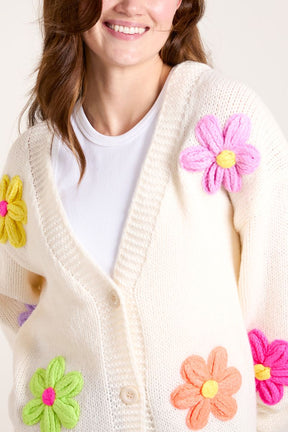 Multi Colour Flower Knit Cardigan