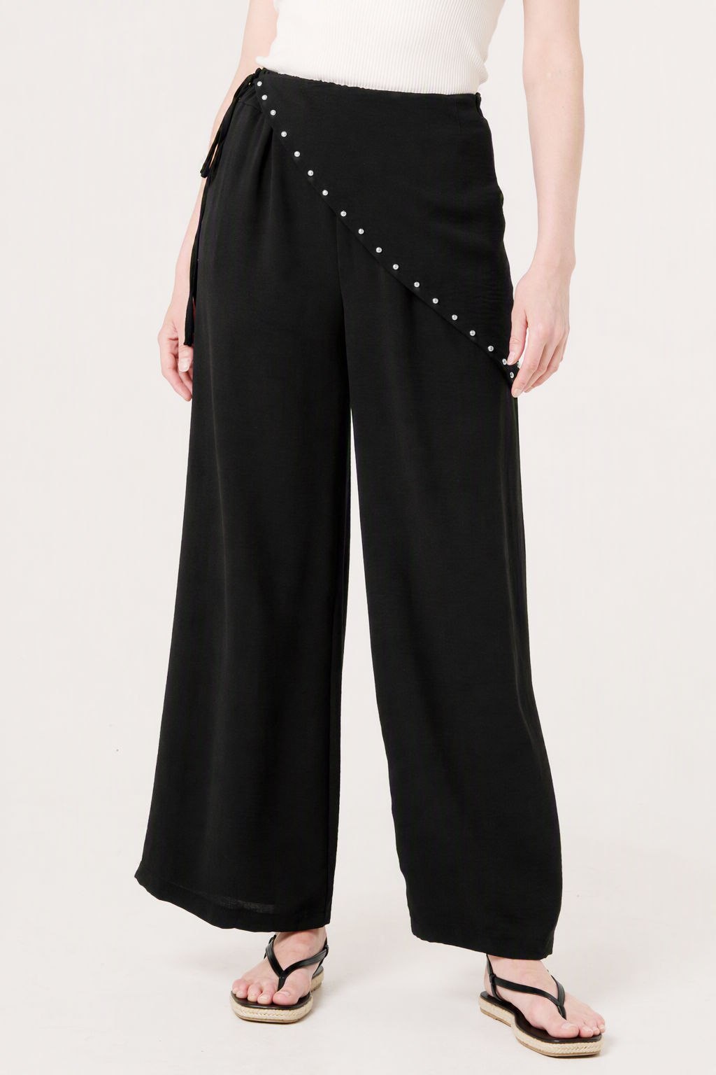 Side Tie Studded Trouser