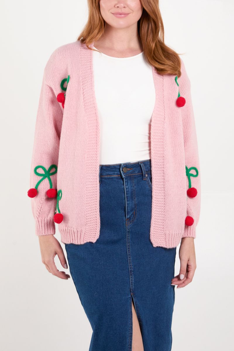 Cherry Embroidery Knit Cardigan