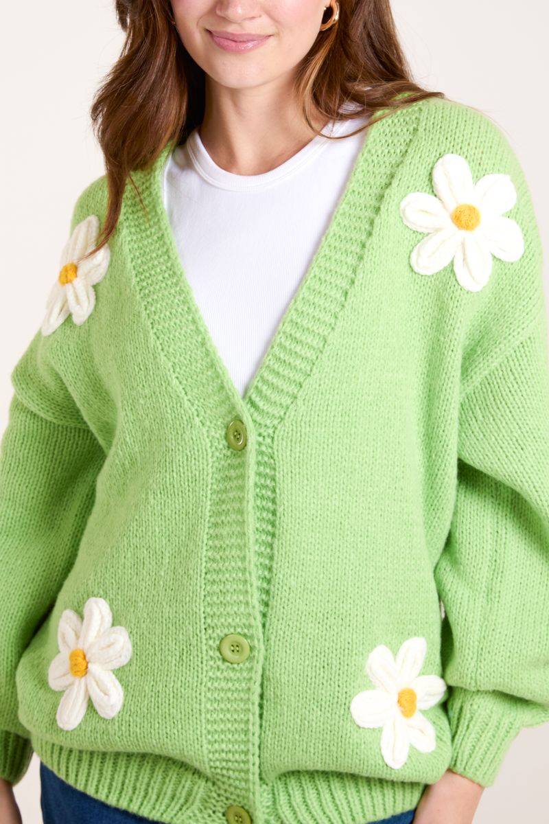 Knitted Daisies Button Cardigan