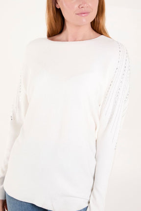 Diamante Sleeve Embellished Jumper