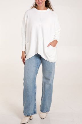 Round Neck Pocket Seam Jumper