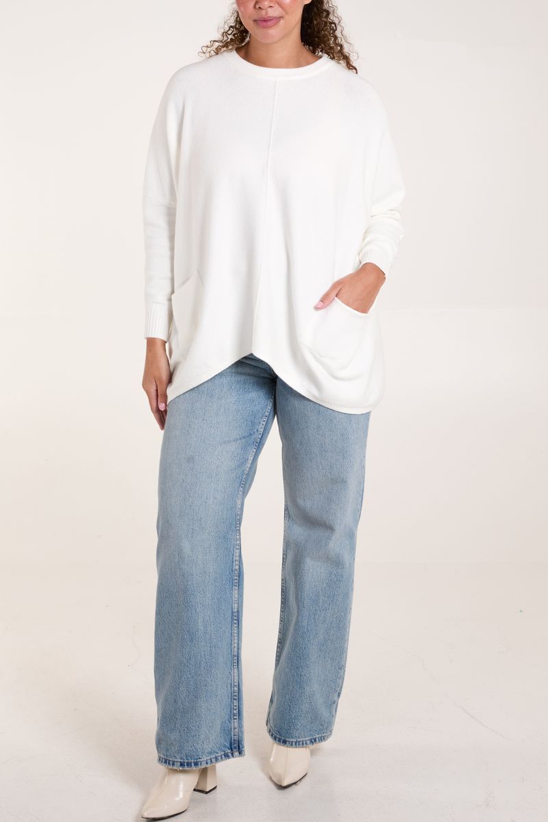 Round Neck Pocket Seam Jumper