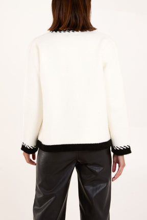 Contrast Trim Knit Jacket