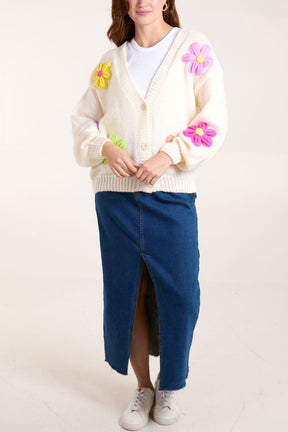 Multi Colour Flower Knit Cardigan