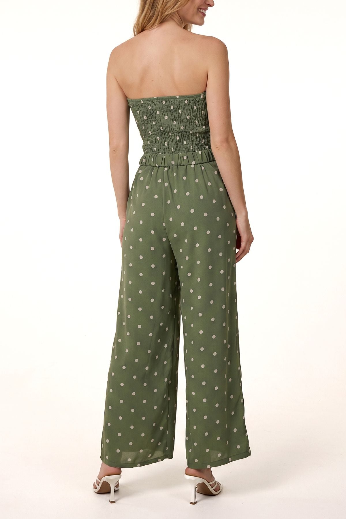 Bandeau Belted Polka Dot Jumpsuit