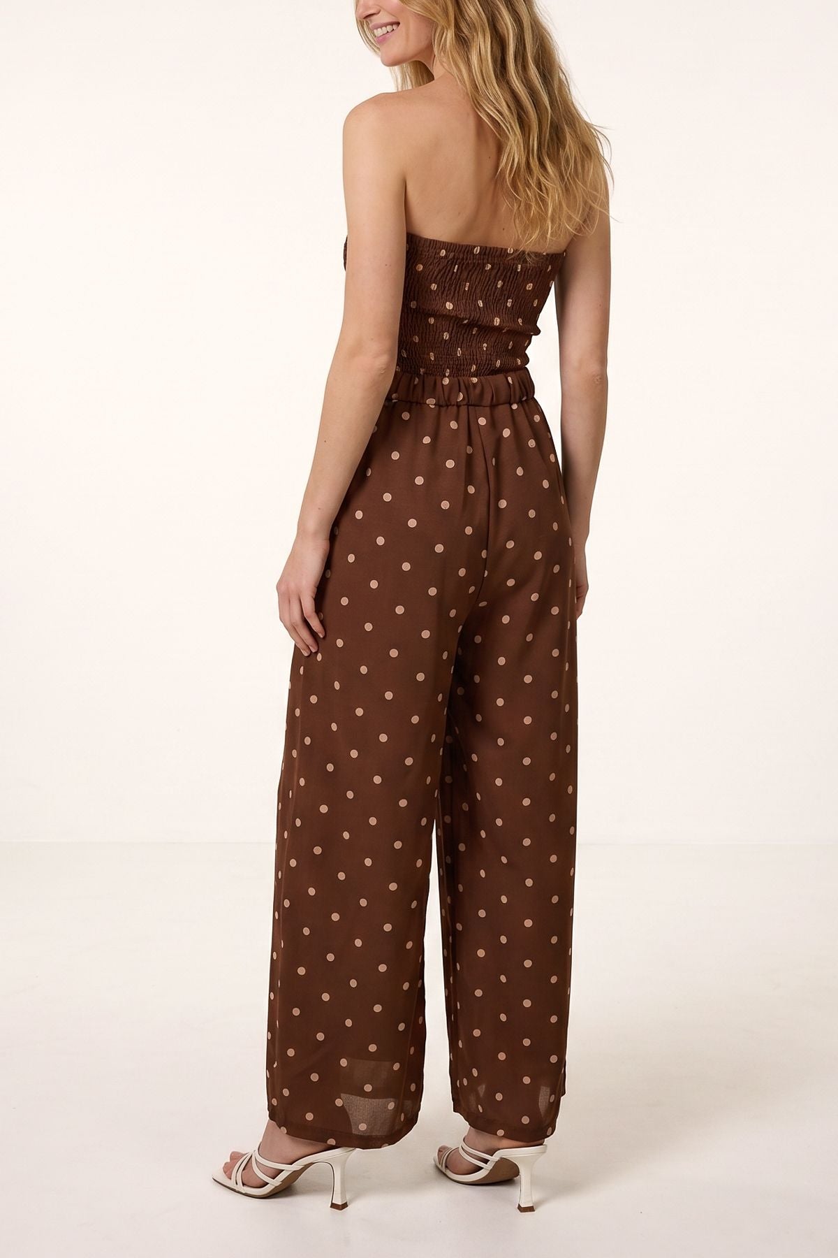 Bandeau Belted Polka Dot Jumpsuit