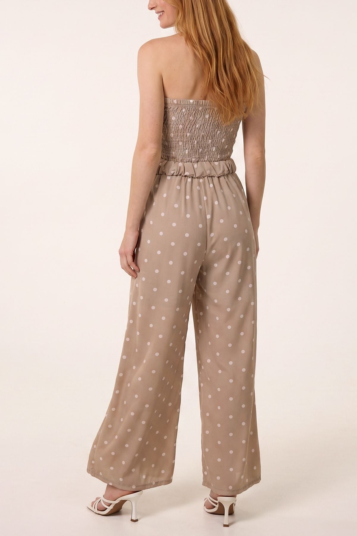 Bandeau Belted Polka Dot Jumpsuit
