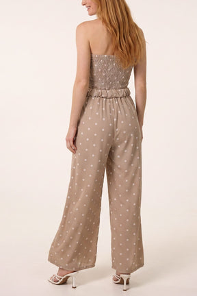 Bandeau Belted Polka Dot Jumpsuit