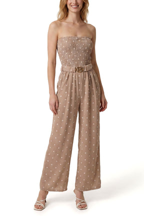 Bandeau Belted Polka Dot Jumpsuit
