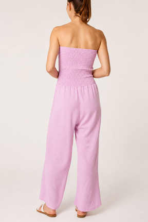 Bandeau Shirred Wide Leg Jumpsuit